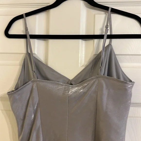 H&M Shiny Silver Spaghetti Strap Cocktail Mini Dress - Picture 6 of 8